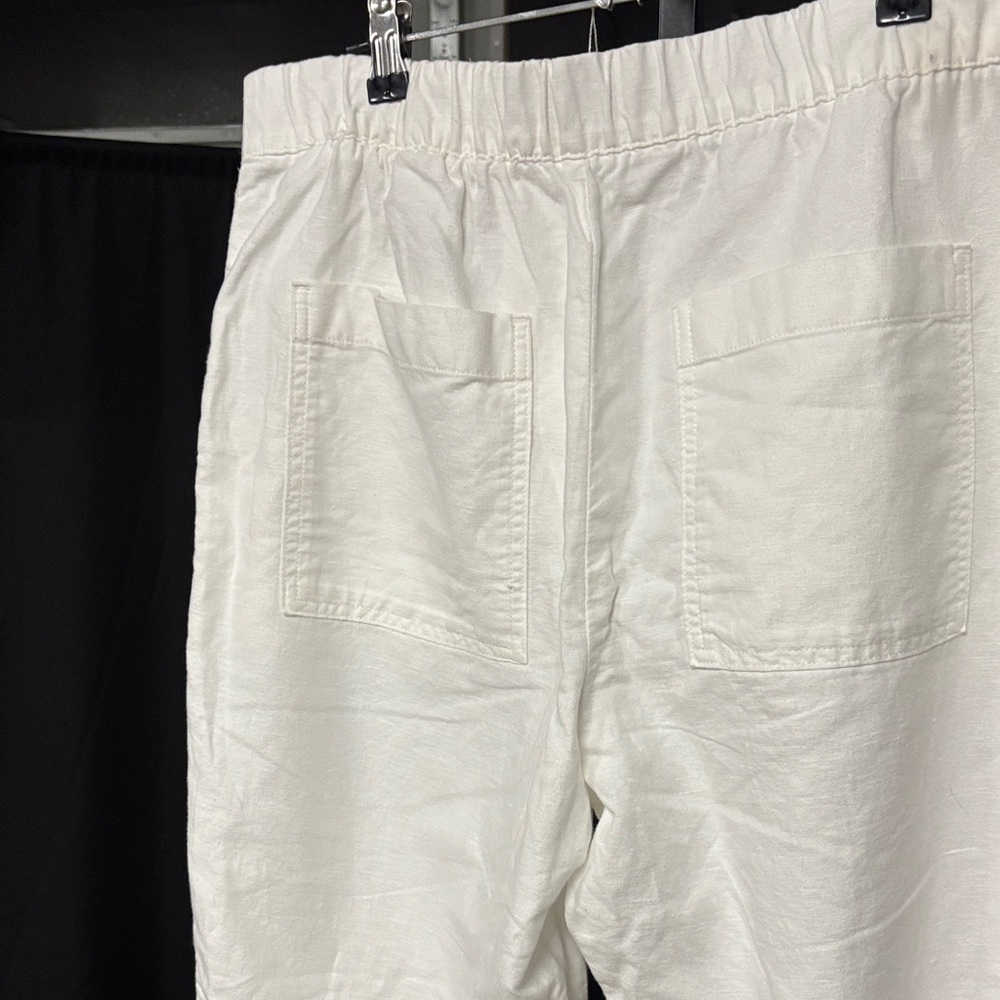 GAP Women's White Wide Leg Linen Pants - Picture 3 of 5